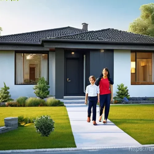 Home 15 건축자재 마케팅과 고객 심리학 - **Prompt 1: The Dream Home Realized**
"A heartwarming scene depicting a happy, diverse family of...